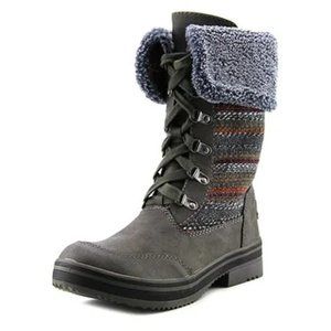 Rocket Dog Faux Shearling Fleece Multicolored Knit Lace Up Boots